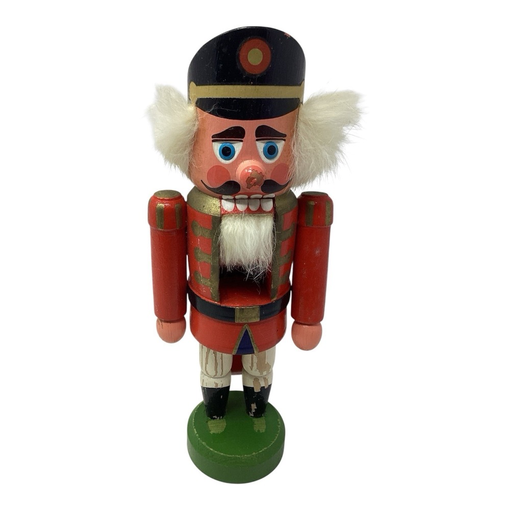 Vintage Erzgebirge Wooden Soldier Nutcracker Military Made Germany 9" *Read